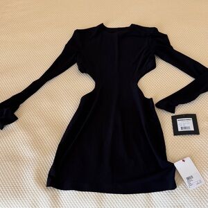 NWT | Norma Kamali Black Long Sleeve Cut-Out Dress